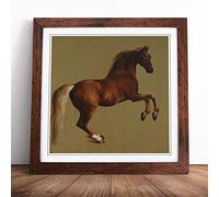 George Stubbs Whistlejacket Horse Framed Wall Art Print 18x18 Inch Walnut