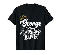 George The Birthday King Happy Birthday Shirt Men Boys Teens Value Graphic T-Shirt, Men, Black, M
