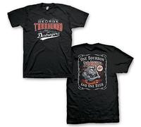 George Thorogood & The Detroyers One Bourbon Front & Back Print Mens Short Sleeve T Shirt Graphic Tees, Black, XXL