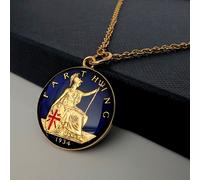 George V Farthing (1920-1936) - Britannia Design - Enamelled Coin Necklace