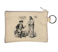 George Washington and Jesus Christ Key Chain Coin Purse Beige