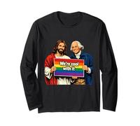 George Washington and Jesus Funny History We re Cool with it Long Sleeve T-Shirt
