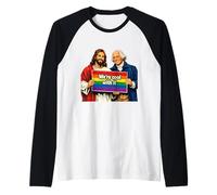 George Washington and Jesus Funny History We re Cool with it Raglan Baseball Tee