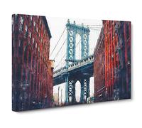 George Washington Bridge Canvas Print | Gallery Wrapped 30mm Frame Wall Art | 30x20 inches | Ready to Hang | Abstract Cityscape Picture | Living Room Bedroom Lounge Office