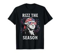 George Washington Funny Rizz 4th of July George USA Flag T-Shirt