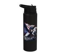 George Washington Riding A Bald Eagle Patriotic Stainless Steel Insulated Water Bottle