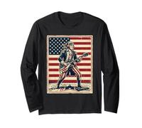 George Washington Rock Star American Flag Guitarist Long Sleeve T-Shirt