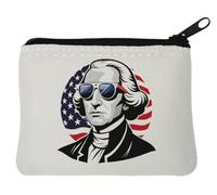 George Washington Sunglasses American Flag Neoprene Coin Purse Pouch 10x11cm White