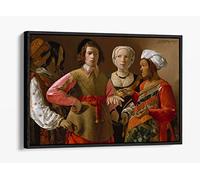 Georges De La Tour, The Fortune Teller Canvas Floater Frame Print Picture Art - Black Frame 12 inch wide x 8 inch high