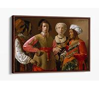 Georges De La Tour, The Fortune Teller Canvas Floater Frame Print Picture Art - Walnut Frame 24 inch wide x 16 inch high