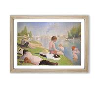 Georges-Pierre Seurat Bathers (1) Framed Print | A2 Oak Framed Wall Art | Ready to Hang | Modern Nature Picture | Living Room Bedroom Lounge Office