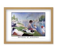 Georges Pierre Seurat Bathers At Asnières Painting Artwork Framed Wall Art Print A4 Artery8 Light Oak One Size