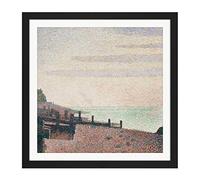Georges Pierre Seurat Honfleur Un Soir Embouchure De La Seine Square Wooden Framed Wall Art Print Picture 16X16 Inch