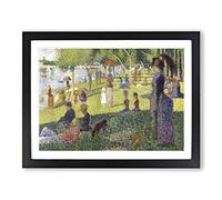 Georges Pierre Seurat Sunday on La Grande Jatte Classic Painting Framed Print | A2 Black Framed Wall Art | Ready to Hang | Classic Historical Picture | Living Room Bedroom Lounge Office