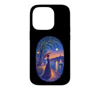 Georges Seurat Inspired Pointillist Moonlit Riverside Woman Case for iPhone 14 Pro