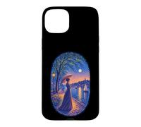 Georges Seurat Inspired Pointillist Moonlit Riverside Woman Case for iPhone 15 Plus