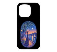 Georges Seurat Inspired Pointillist Moonlit Riverside Woman Case for iPhone 15 Pro