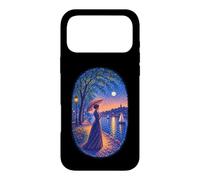 Georges Seurat Inspired Pointillist Moonlit Riverside Woman Case for iPhone 17 Pro Max