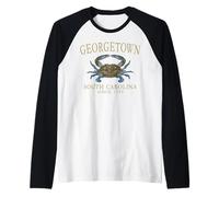 Georgetown South Carolina Crab Town Since 1729 Tan Letters Raglan Baseball Tee