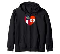 Georgia and Canada Flags: Heart Shaped Unity Zip Hoodie