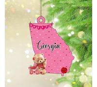 Georgia Christmas Ornaments American State The Old Glory Christmas Tree Ornament Keepsake US American Watercolor Art Acrylic Christmas Bauble for Festive Holidays Home Decor