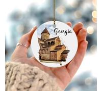 Georgia Christmas Ornaments Contemporary State Famous' Architecture Round Hanging Ornaments Ceramic Circle Funny Christmas Bauble Present for Christmas Tree Decorations