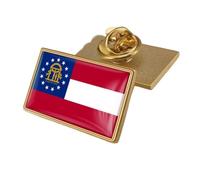 Georgia Flag Brooch - Personalized Crystal Flag Shape Print Pin Flag Badge,Lapel Pins Patriotic Clothes Scarf Bag Hat Accessories For Women Men Rectangle
