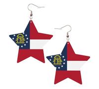 Georgia Flag Leather Star Shaped Earrings Fashion Accessories Lightweight Festivals Parties Everyday Life