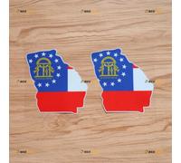 Georgia Flag Map Sticker Decal Vinyl US State - 2 Pack Reflective 10.2cm - for Car Boat Laptop Cup