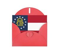 Georgia Flag Pearl Paper Holiday Greeting Card With Envelopes Weddings Party Birthday Invitations Wishes