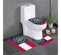 Georgia Flag Print 3 Piece Bathroom Rug Set Bath Rugs Bathroom Mats U-Shaped Toilet Mat O-Shaped Lid Cover