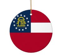 Georgia Flag Print Ceramic Round Pendant For Travel Ornaments For Home Decor Christmas Ornament