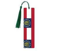 Georgia Flag Print Reading Page Markers Wooden Bookmarks, 5pcs Wood Bookmarks with Tassels, Gifts for Men Women
