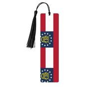 Georgia Flag Print Reading Page Markers Wooden Bookmarks, 5pcs Wood Bookmarks with Tassels, Gifts for Men Women