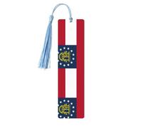 Georgia Flag Print Reading Page Markers Wooden Bookmarks, 5pcs Wood Bookmarks with Tassels, Gifts for Men Women