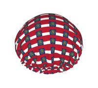 Georgia Flag Print Shower Cap Bath Caps Elastic Reusable Shower Hair Cap Double Layers Hair Cap