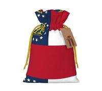 Georgia Flag Print Stylish Drawstring Pouches,Reusable Drawstring Gift Bags,Perfect For Holiday And Party