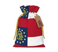 Georgia Flag Print Xmas Drawstring Wrapping Bags For Xmas Package Storage, Christmas Party Supplies Favors