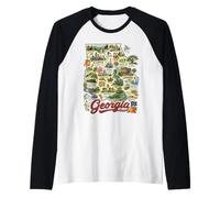 Georgia, GA USA Maps Icon, Peaches, Charleston, Southern Raglan Baseball Tee