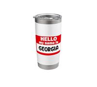 Georgia Hello Hi My Name is Tshirt Name On Custom Stainless Steel Insulated Tumbler