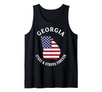 Georgia Map American Flag Stars & Stripes Forever Tank Top