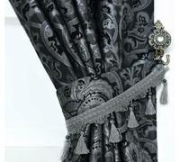Georgia Modern Jacquard Chenille Curtains, Fully Lined with Pencil Pleat Panels for Timeless Elegance” (Dark Grey, Tie Backs (Pair))