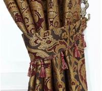Georgia Modern Jacquard Chenille Curtains, Fully Lined with Pencil Pleat Panels for Timeless Elegance” (Burgundy, Tie Backs (Pair))