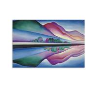 Georgia O'Keefe Lake George Reflection - Abstract Landscape Wall Art Poster with Mountain And Reflection Design Unframe 08x12inch(20x30cm)