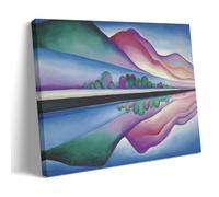 Georgia O'Keefe Lake George Reflection - Abstract Landscape Wall Art Poster with Mountain And Reflection Design Frame 08x12inch(20x30cm)