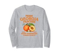 Georgia Peaches Retro Vintage Distressed Tropical Design Long Sleeve T-Shirt