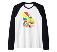 Georgia Retro State Pride Colorful Outline Design Raglan Baseball Tee