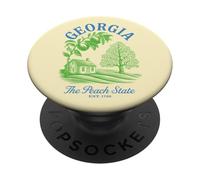 Georgia Retro Vintage State Design Peach Tree House Nature PopSockets Adhesive PopGrip