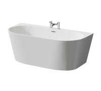 Georgia Round Double Ended Freestanding Back to Wall Bath with Tap Ledge | White | Acrylic | 1600mm x 750mm