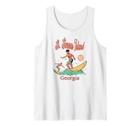 Georgia St. Simons Island GA Surfer Surfing Fishing Pier Tank Top